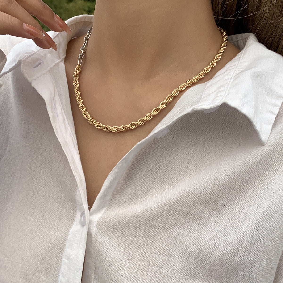 Minimalist Geometric Plated Iron Snake Chain Necklace for Women