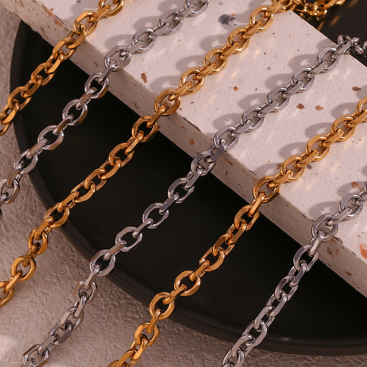Minimalist Geometric Titanium Steel Pendant Necklace with 18K Gold Plated Stainless Steel Chain