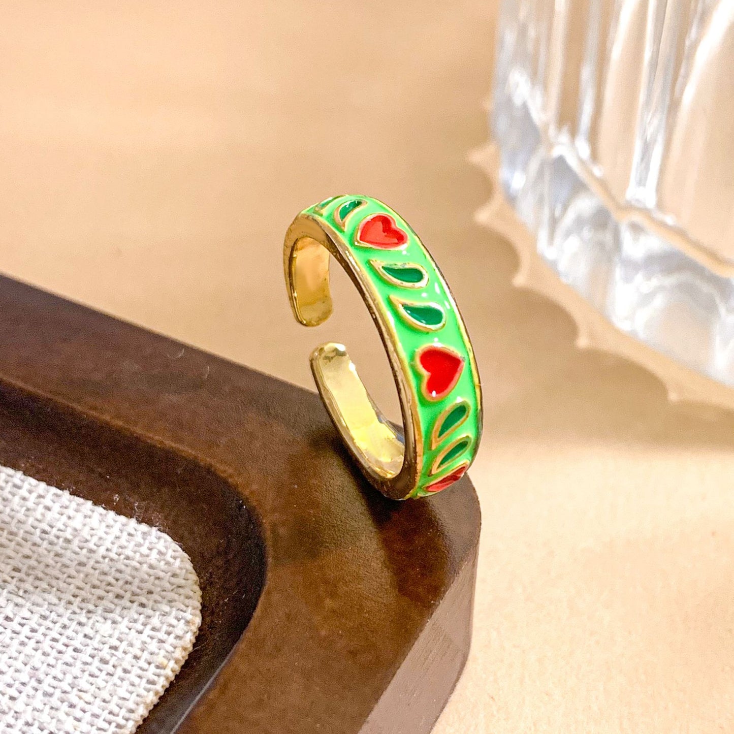 Anello aperto a cuore placcato oro dolce per le donne