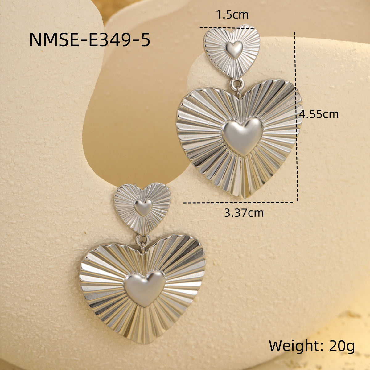 Elegante collar de acero inoxidable geométrico con borlas y corazón, chapado en oro de 18 quilates, para mujer