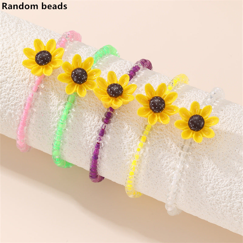 Pulsera de Cuentas Hecha a Mano Estilo Playa Bohemia para Niñas con Diseño de Estrella en Cuentas de Resina Plástica