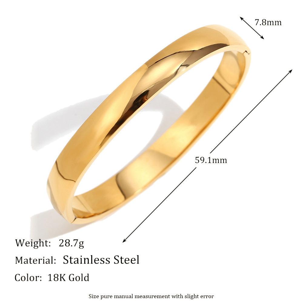 Minimalist Elegant 18K Gold Plated Stainless Steel Geometric Bangle for Women