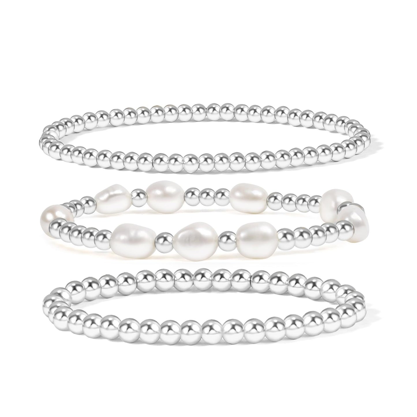 Elegant Gold Plated Hematite Elastic Bracelet with Baroque Imitation Pearls Geometric Multi-Layer Design for Women