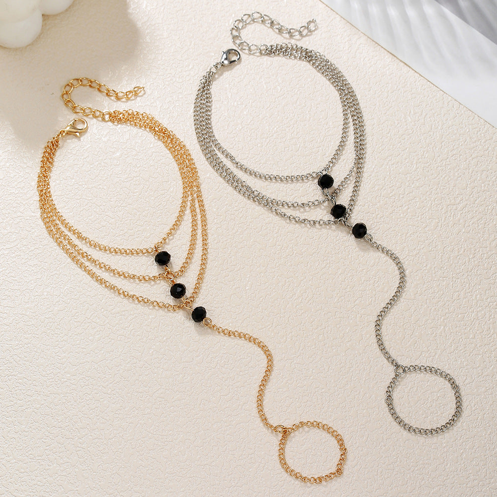 Geometric Zinc Alloy Finger Chain Bracelet for Women