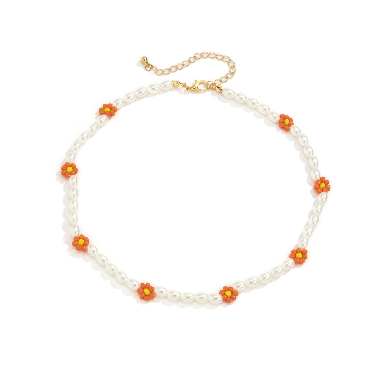 Collar con colgante Margarita bohemia con cuentas de resina hechas a mano y borlas para mujer