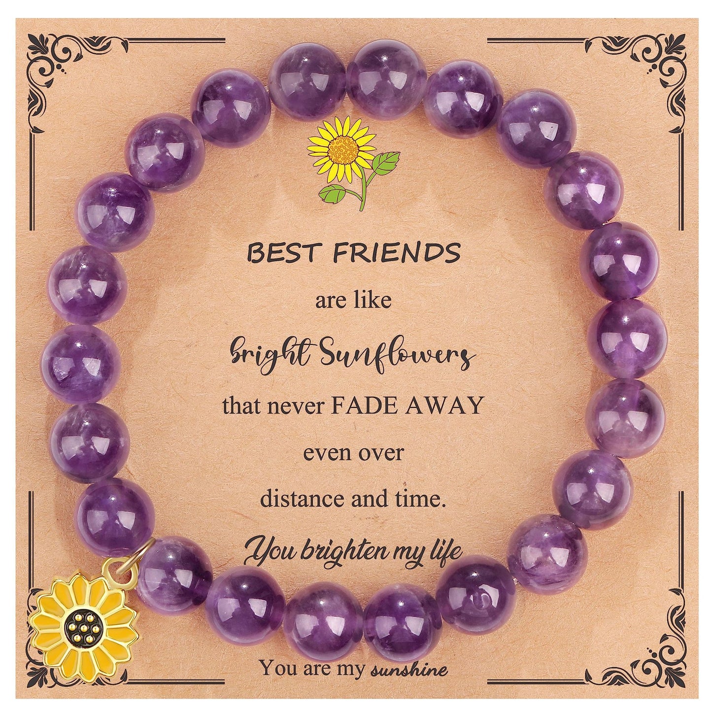 Sweet Floral Sunflower Gemstone Charm Bracelet for Women