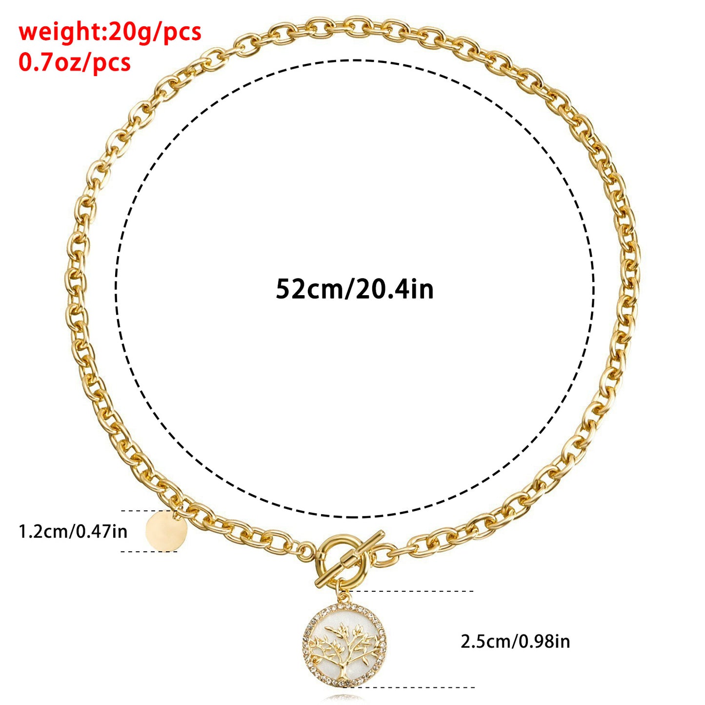 Fashionable Geometric Tree of Life Pendant Necklace for Women with Mother-of-Pearl Inlay and Rhinestone Accents on Electroplated Alloy Chain