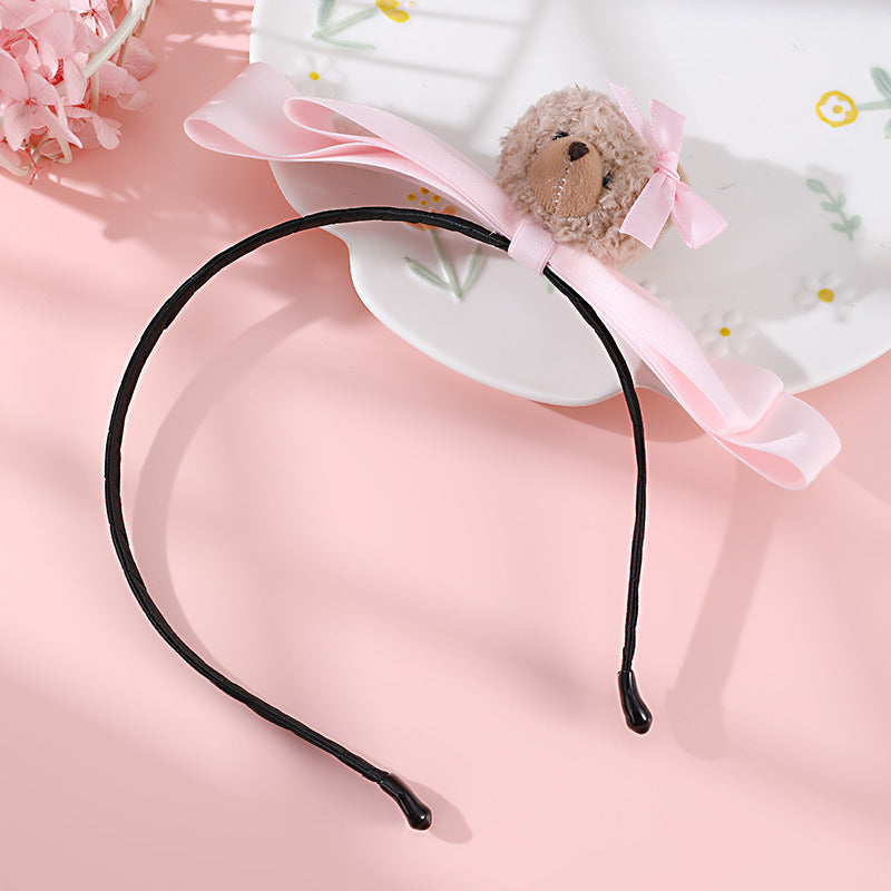 Grazioso Cerchietto con Fiocco Cartone Animato per Bambine Collezione Primavera Cerchietto in Tessuto con Bordo in Pizzo e Rivestimento in Resina