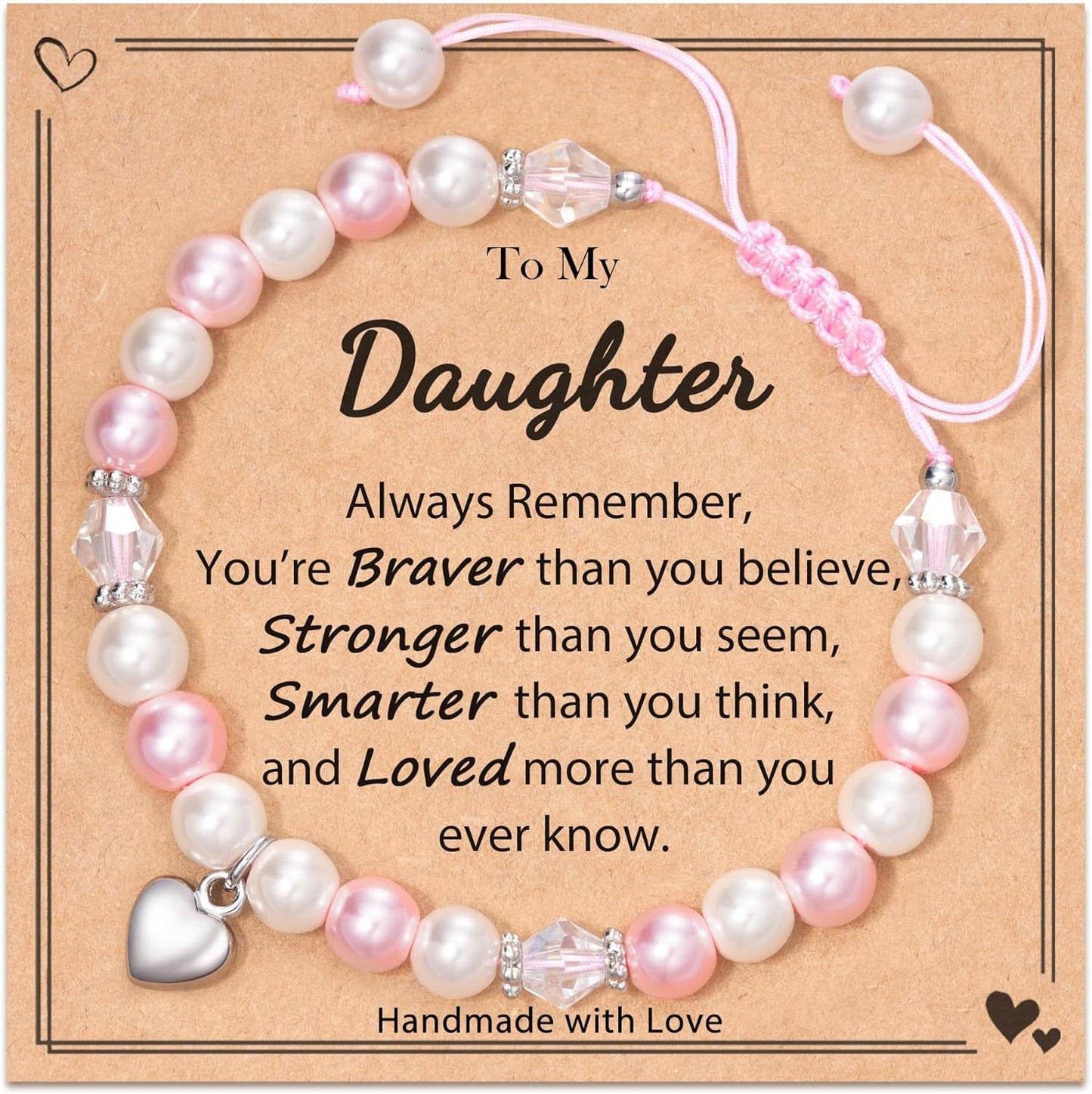 Sweet Heart Imitation Pearl Crystal Woven Bracelet for Women