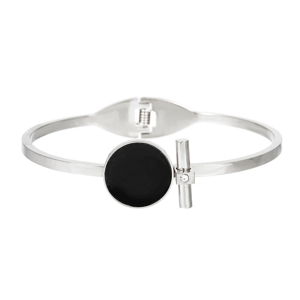 Minimalist Round Geometric Plated Stainless Steel Cuff Bracelet Unisex