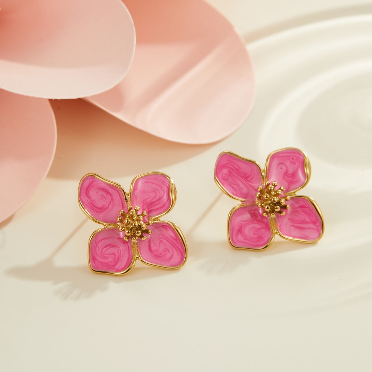 Orecchini da donna in acciaio inossidabile smaltato, vintage, minimalisti, con motivi floreali e geometrici