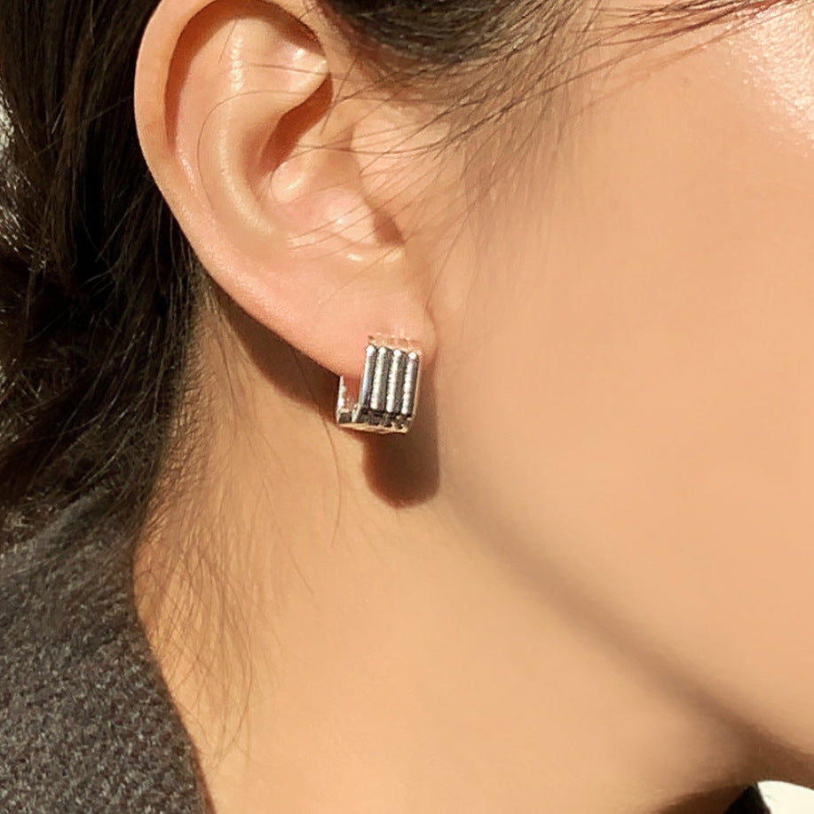Pendientes de Botón Cuadrados Geométricos Minimalistas para Mujer de Plata de Ley 925 con Baño de Oro