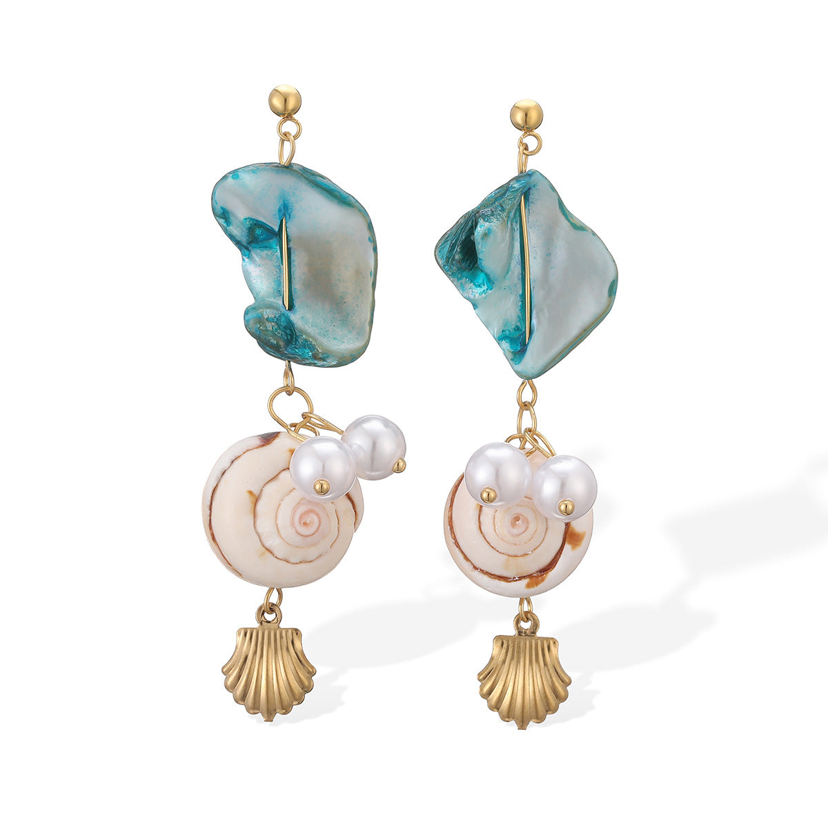Minimalist Stainless Steel Shell Pearl Jewelry Set for Women