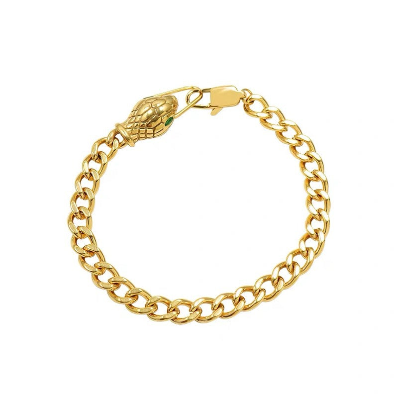 Minimalist Luxury Snake-Shaped Titanium Steel Anklet and Bracelet Set with Plated Finish for Unisex Wear