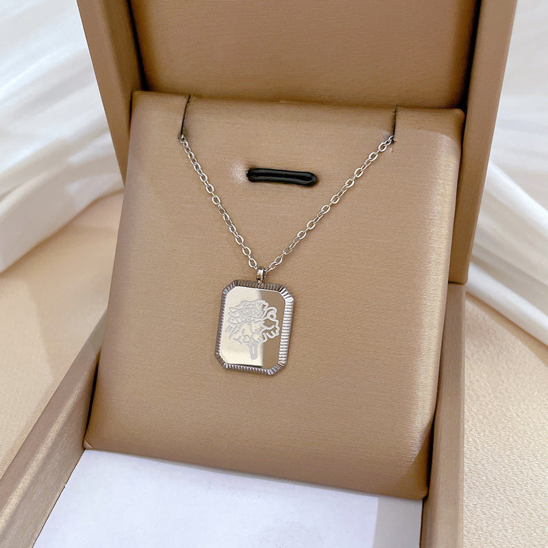 Collar Minimalista de Acero de Titanio Geométrico con Dije de Acero Inoxidable 304 Bañado para Unisex