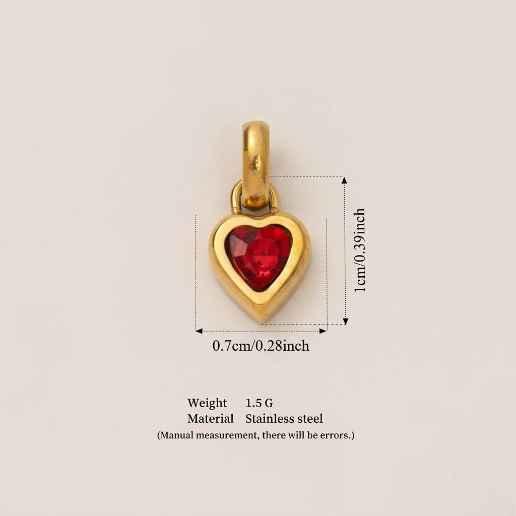 Minimalist Heart Letter Titanium Steel Plated Gemstone Pendant Charm Bar for Women