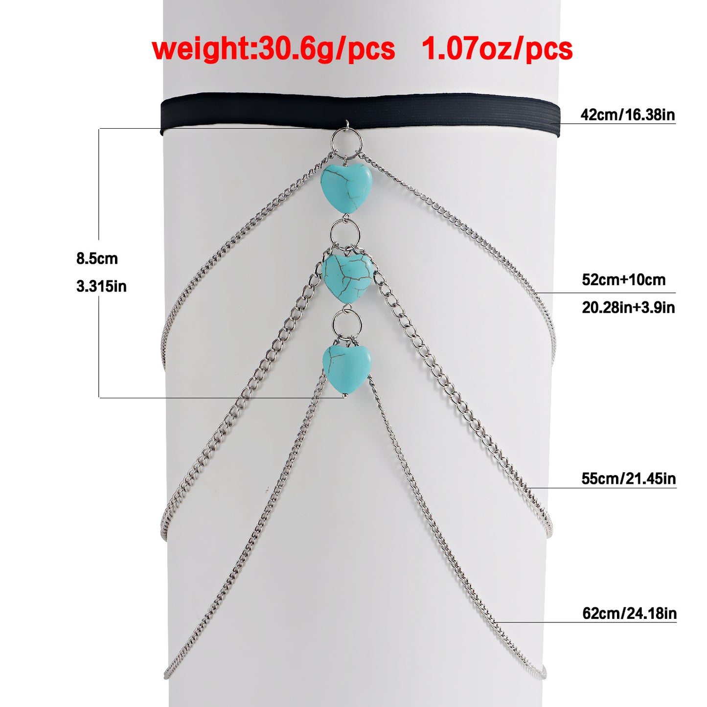 Geometric Style Alloy Leg Chain for Women with Turquoise Accent Beads Adjustable Ankle Bracelet for Beach Vacation