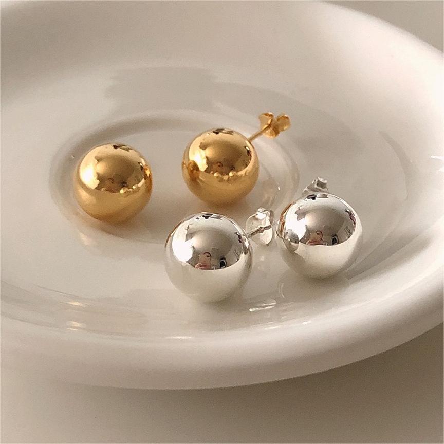 Orecchini Vintage Minimalisti Rotondi Geometrici Placcati in Argento Sterling 925