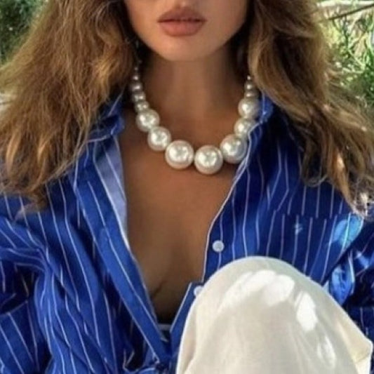 Vintage Bohemian Geometric Resin Beaded Ball Chain Necklace for Women