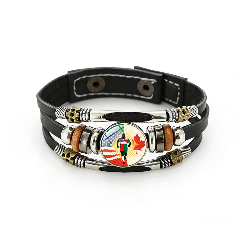 Bracciale in pelle placcato geometrico unisex
