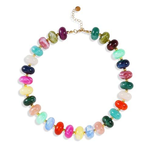 Vintage Bohemian Heart Resin Acrylic Pendant Necklace for Women