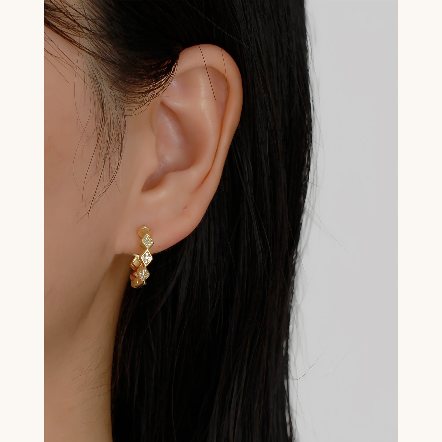 Luxury Elegant Geometric Square 925 Sterling Silver Plated Cubic Zirconia Hoop Earrings for Women