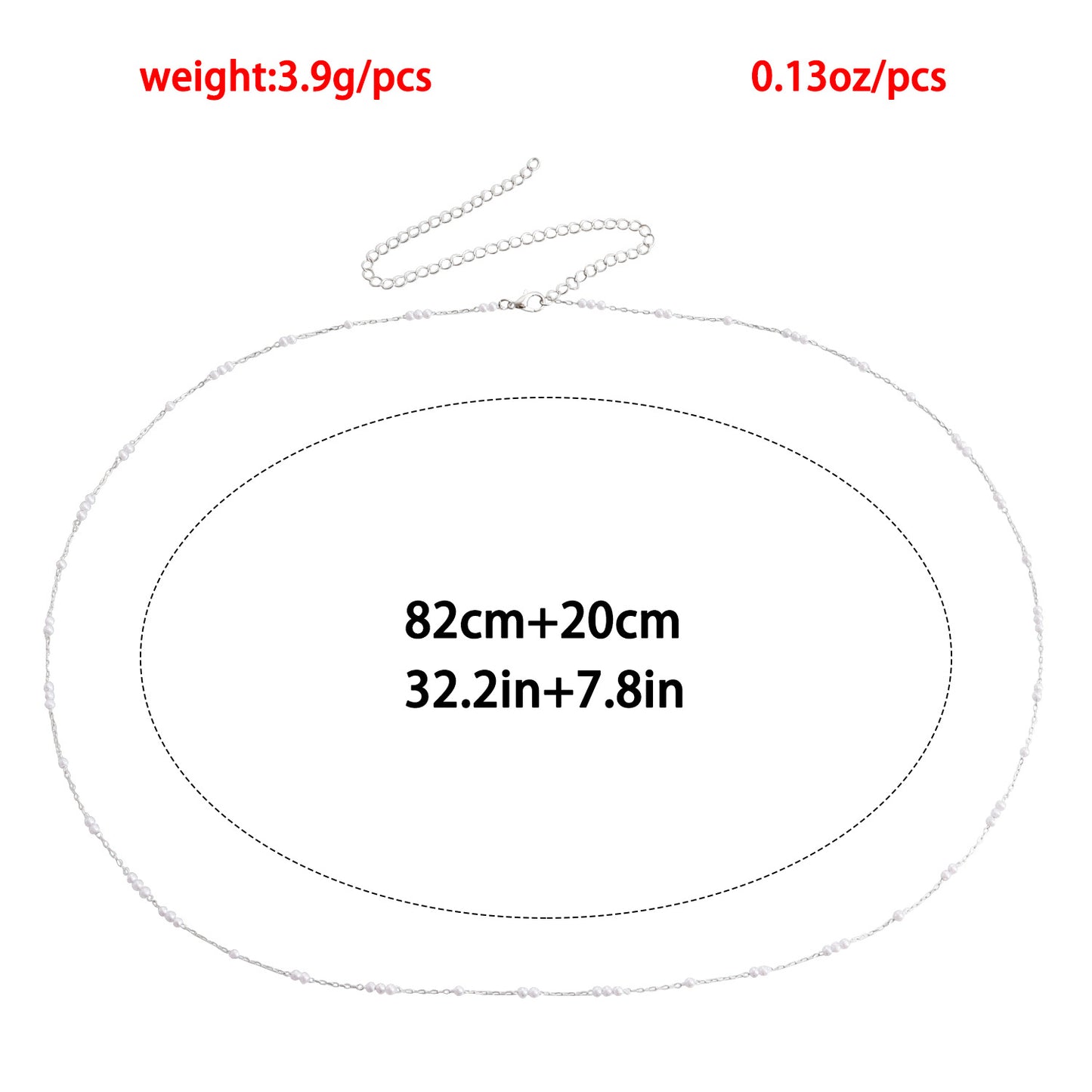 Casual Hip Hop Style Mini Faux Pearl Waist Chain for Women Adjustable Thin Body Chain