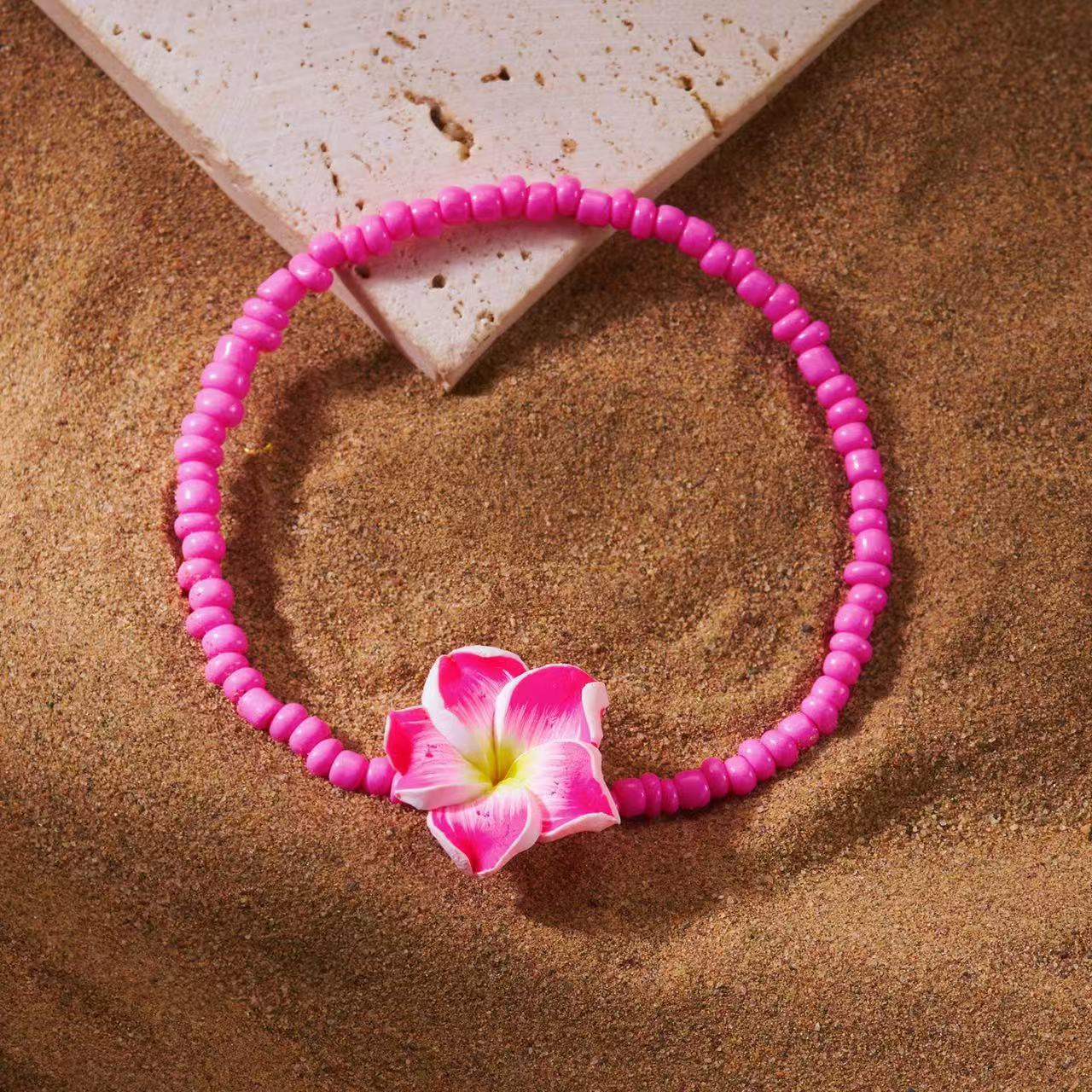 Bohemian Minimalist Gradient Floral Resin Beaded Bracelet