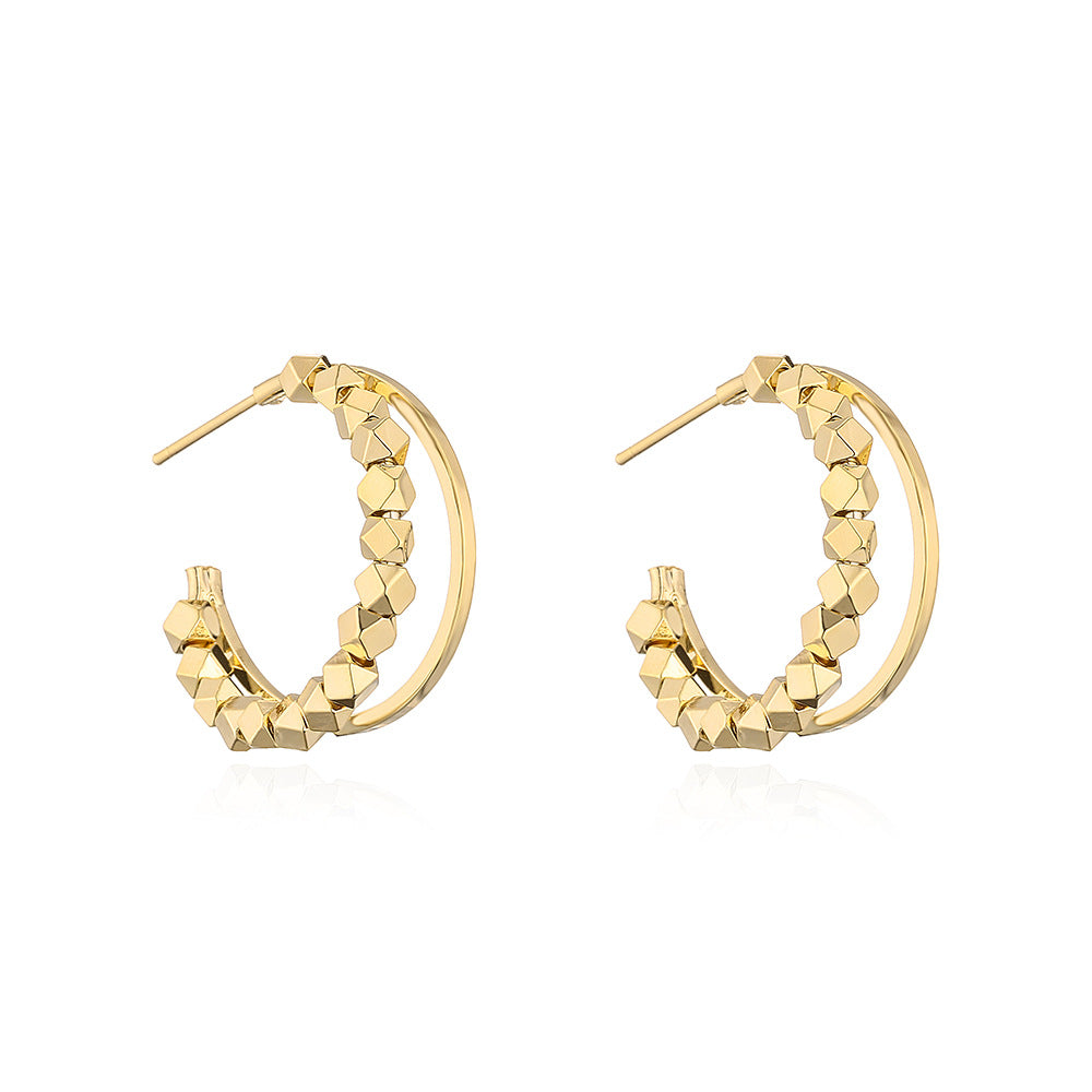 Minimalist Geometric Irregular Earrings for Women Copper Base with 14K Gold Plated Posts