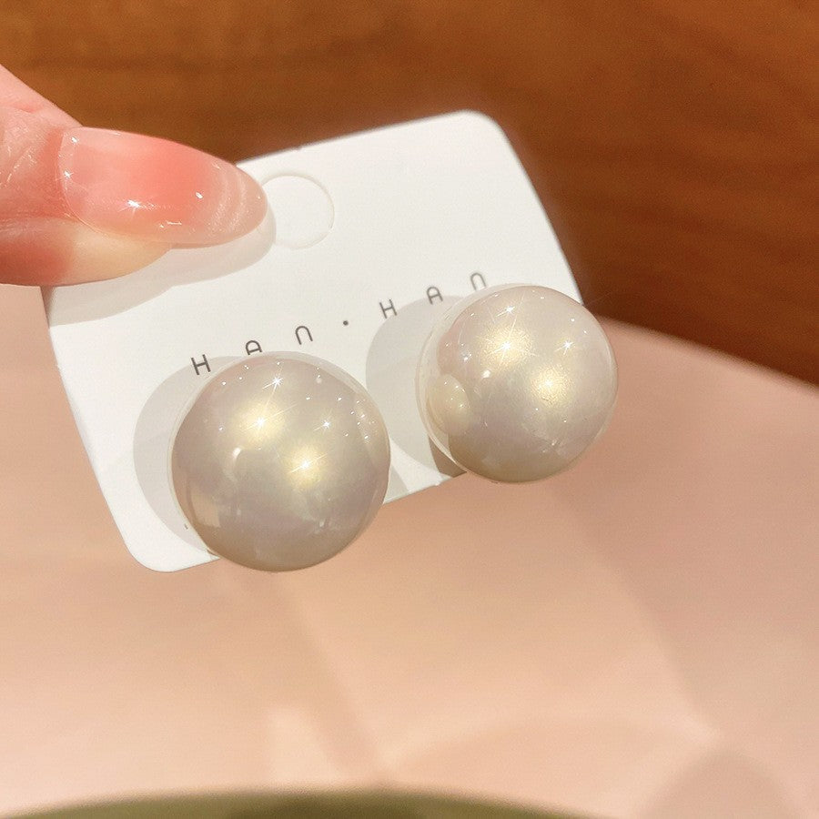 Orecchini a perno con perle stile vintage francese elegante con perni in acciaio placcato per donna, uso quotidiano, design rotondo geometrico minimalista, look di lusso