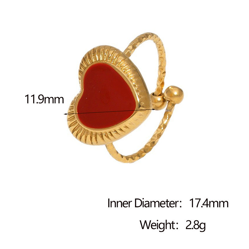 Anello minimalista da donna in acciaio inossidabile placcato oro 18K con cuore aperto