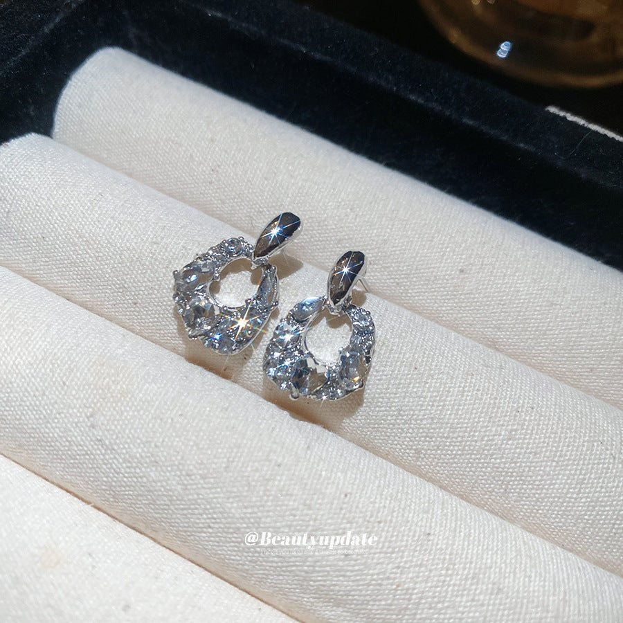 Pendientes de Tachuela Cuadrados Geométricos Minimalistas con Incrustaciones de Diamantes de Imitación en Plata 925 para Mujer, Elegantes, de Lujo para Uso Diario