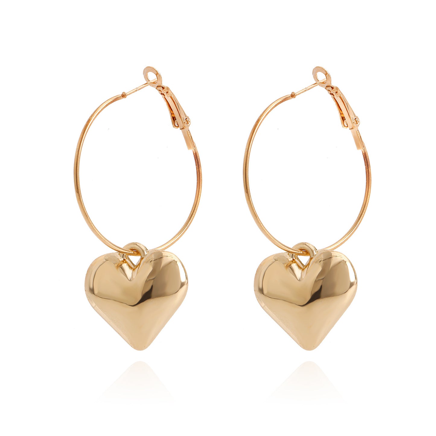 Geometric Large Hoop Heart Pendant Earrings for Women Alloy Electroplated Fashion Jewelry