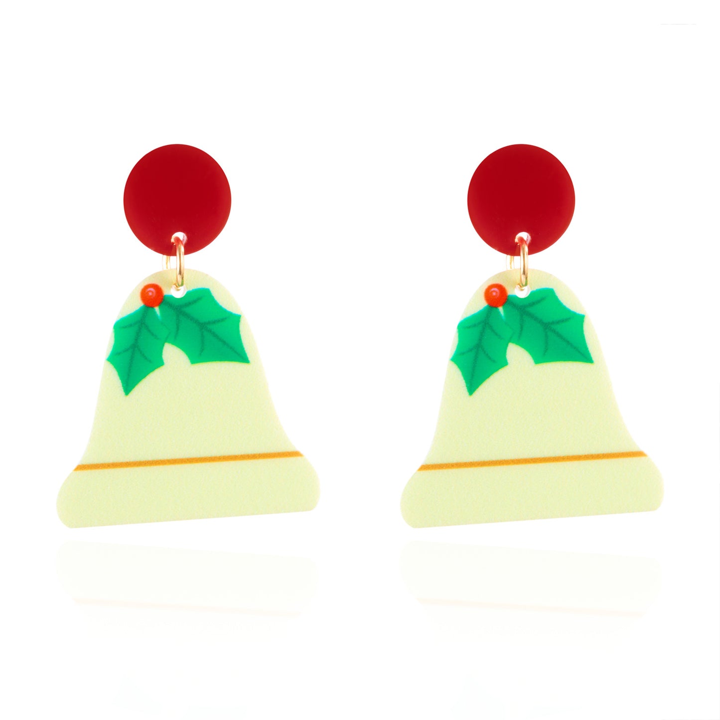 Cute Christmas Deer and Bell Acrylic Earrings for Women with Printed Holiday Design