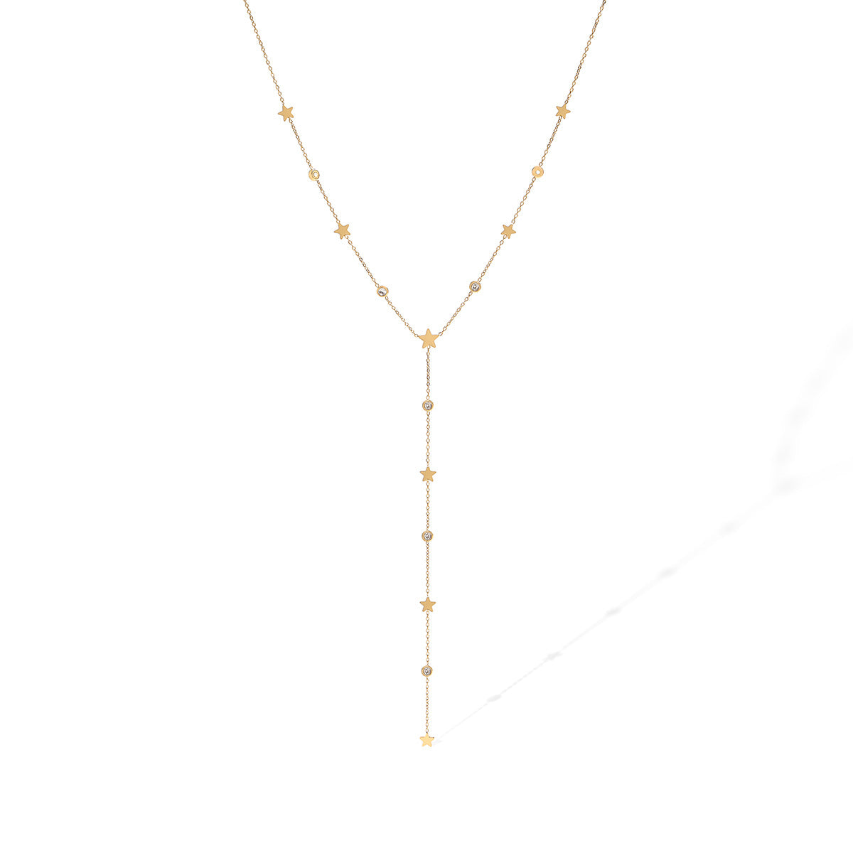 Minimalist Star Pendant Necklace for Women with Stainless Steel Chain Plated in 18K Gold and Zircon Accents
