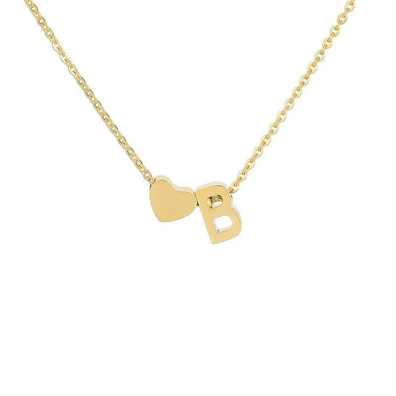 Collana Minimalista con Ciondolo a Cuore in Acciaio Inossidabile, Charms in Acciaio al Titanio e Finitura Placcata per Uomo e Donna