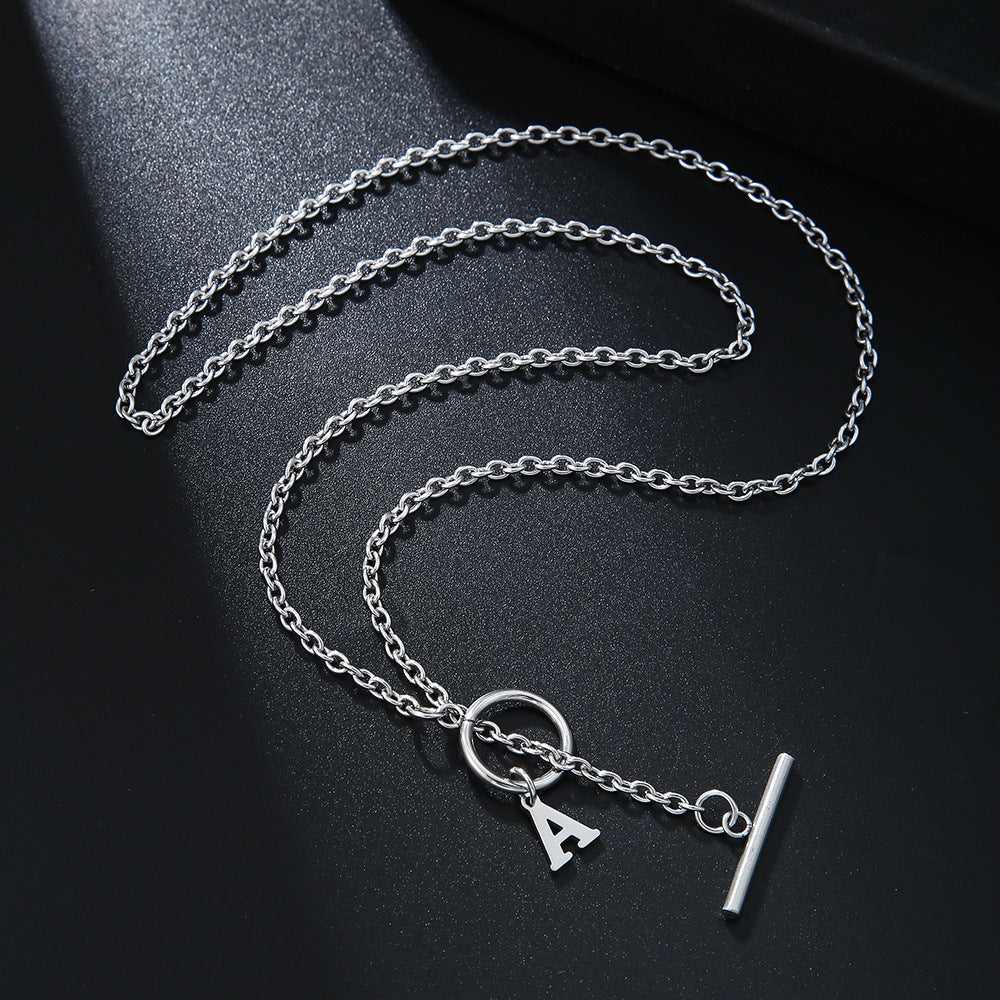 Hip-hop Streetwear Geometric Letter Titanium Steel Pendant Necklace with OT Clasp for Unisex
