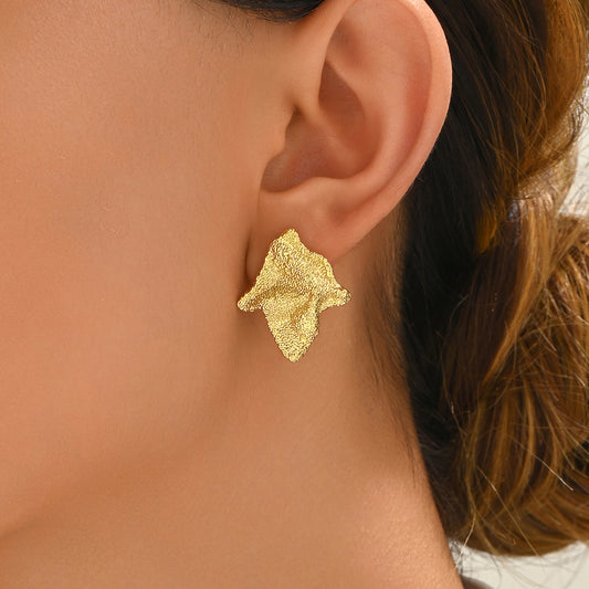 Aretes Geométricos Minimalistas para Mujer Hechos de Aleación de Zinc con Acabado Galvanizado, Patrones Redondos y Octogonales