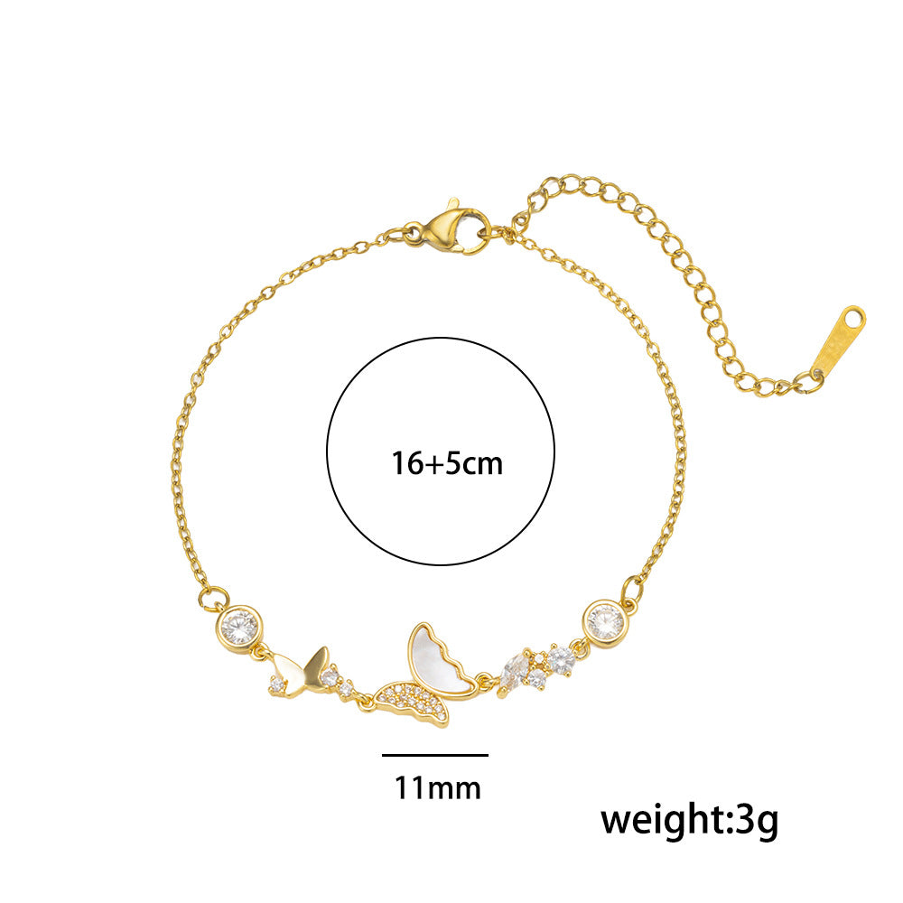 Luxury Butterfly Knot Shaped Titanium Steel Bracelet with Rhinestone Inlay for Women, Hypoallergenic Plated Finish