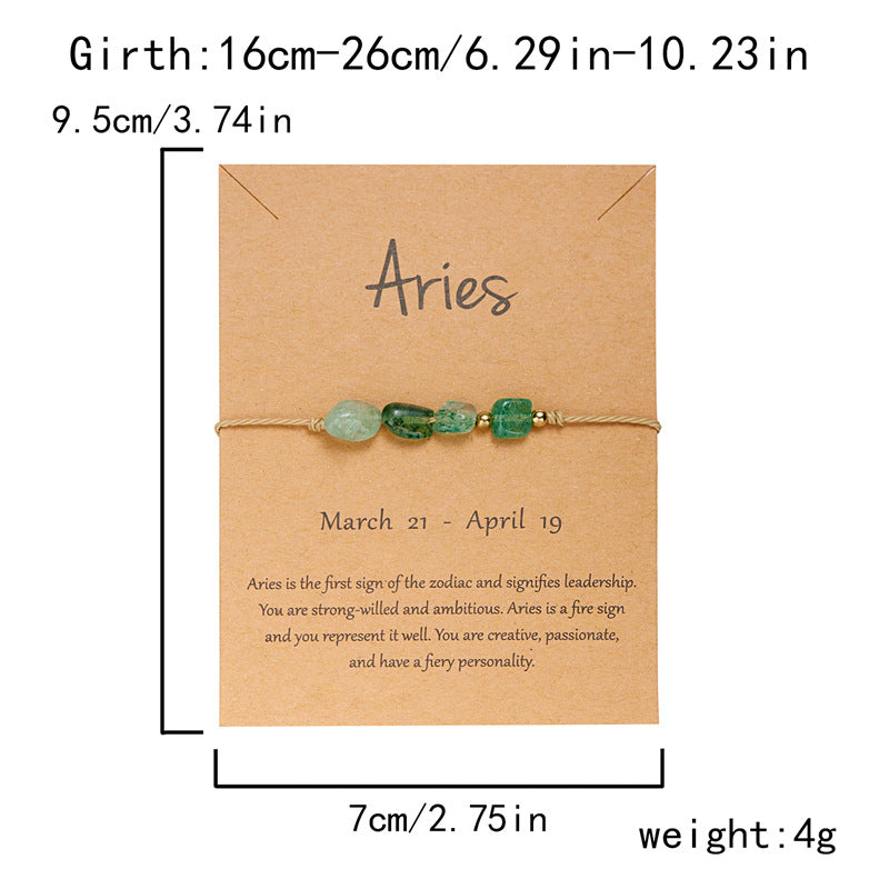 Pulsera de cuerda con cuentas de piedra natural para mujer, con elementos de constelación del zodiaco
