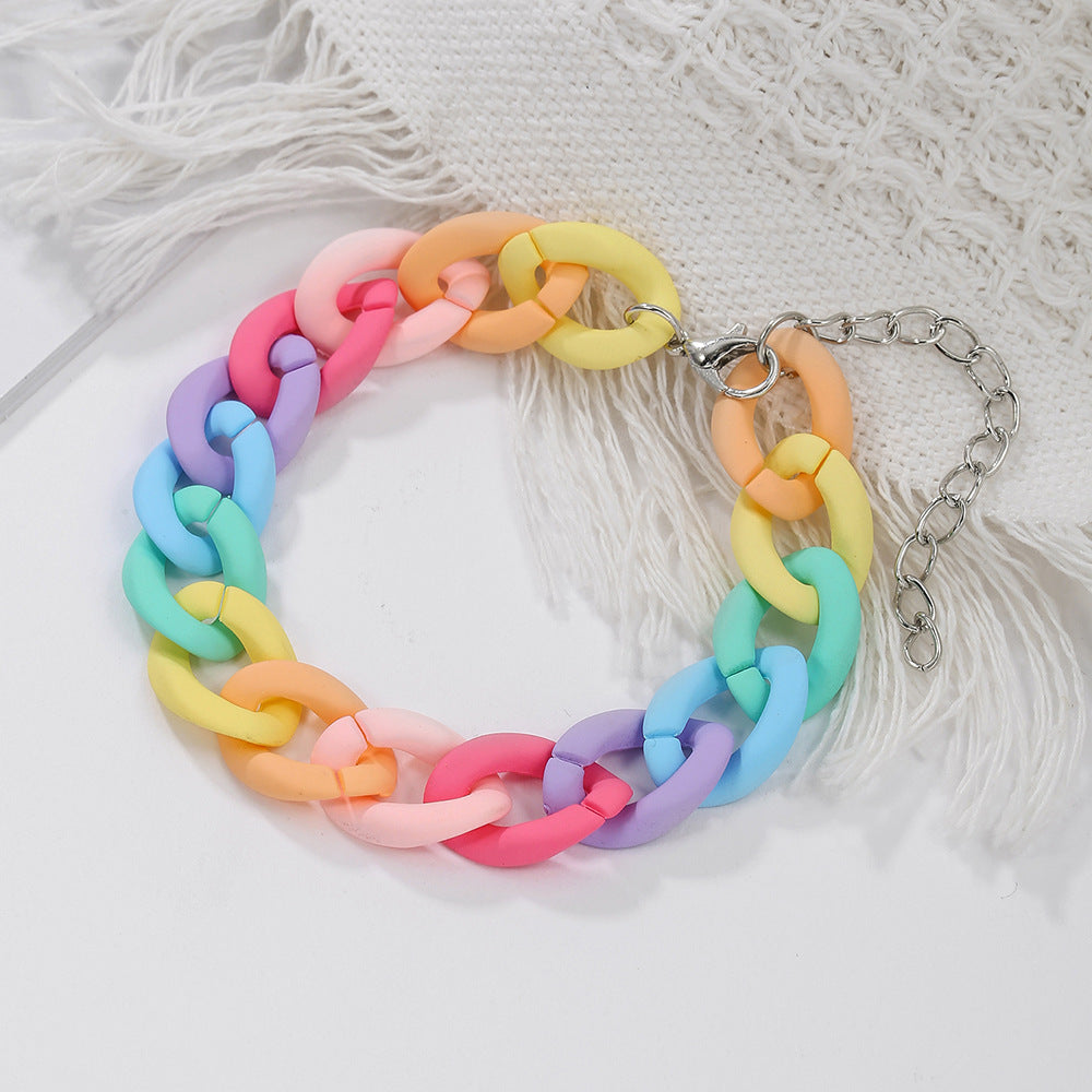 Candy Color Cartoon Round Geometric Acrylic Bracelet for Unisex