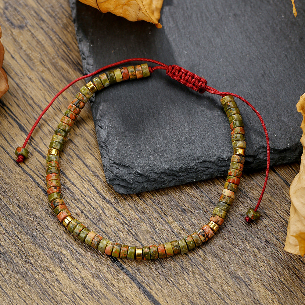 Bohemian Handmade Beaded Turquoise and Agate Bracelet for Unisex