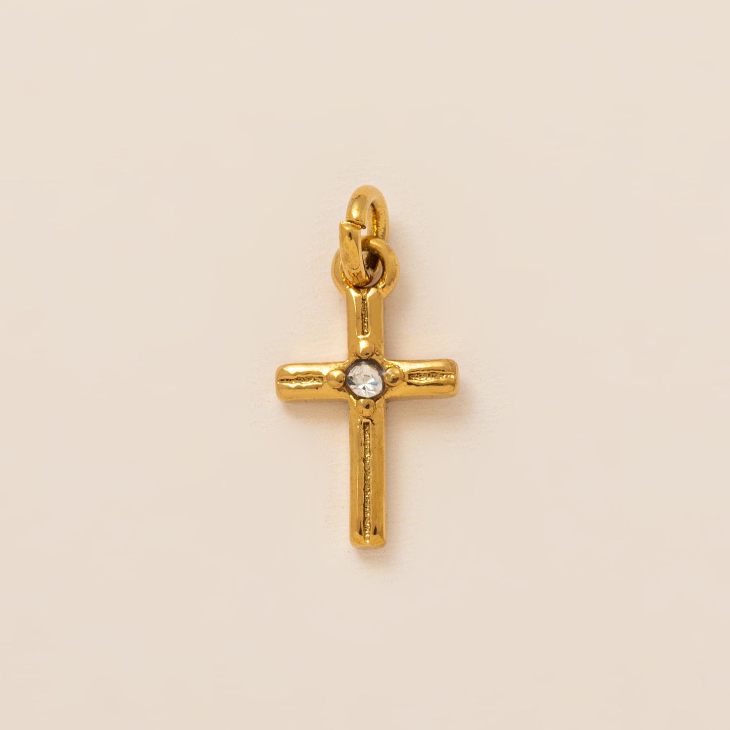 Minimalist 18K Gold Plated Titanium Steel Cross Charm Bar