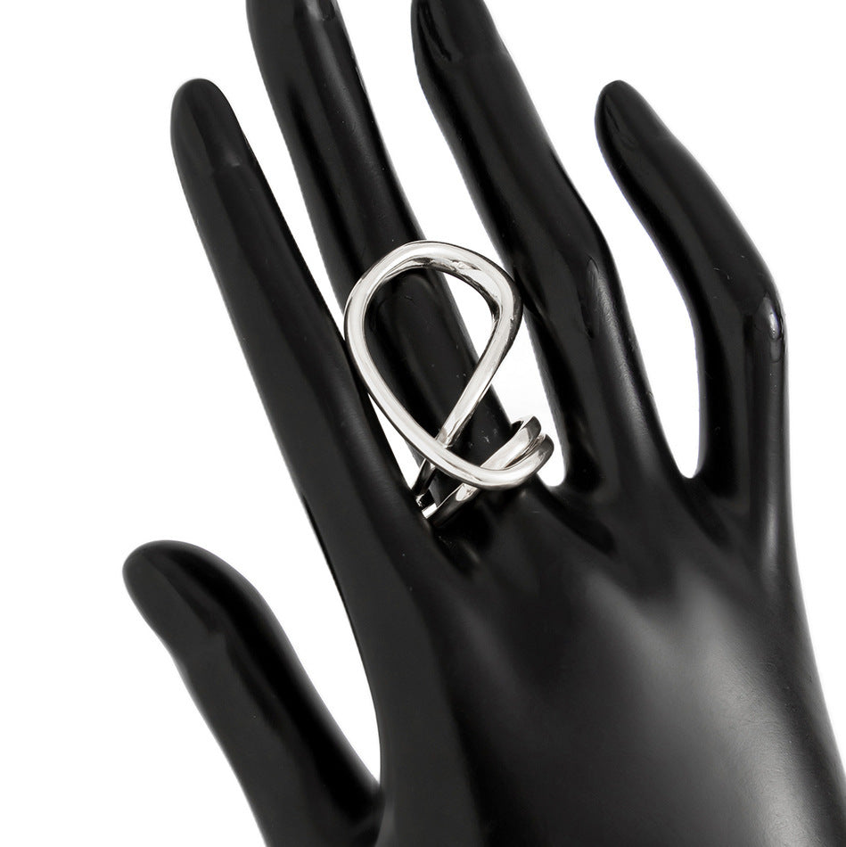 Brazalete de metal geométrico estilo punk con detalle de perla grande para mujer
