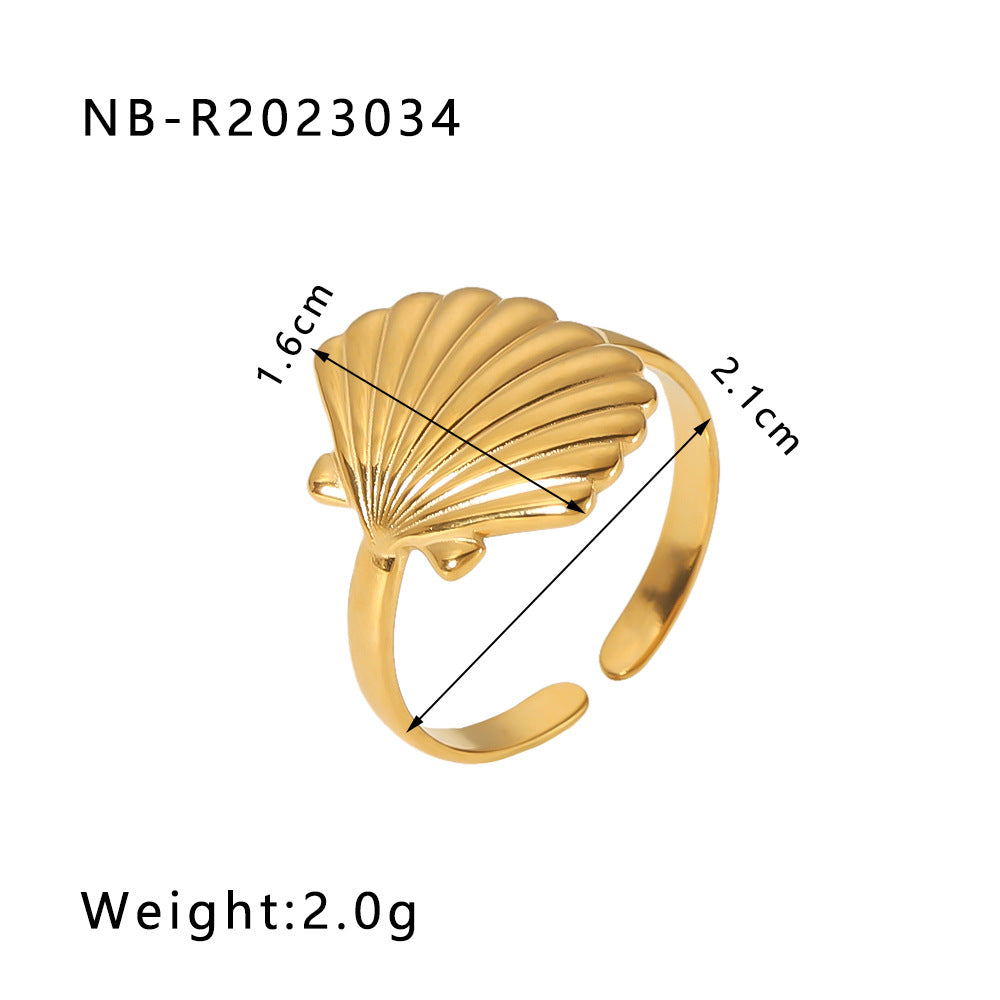 Minimalist Heart-Shaped Geometric Stainless Steel Open Ring for Women with 18K Vacuum Plating Finish