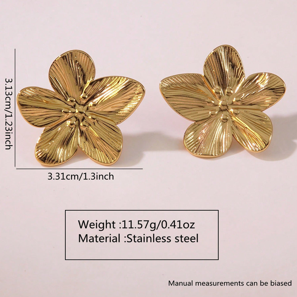 Elegant Gold Plated Stainless Steel Leaf Earrings for Women