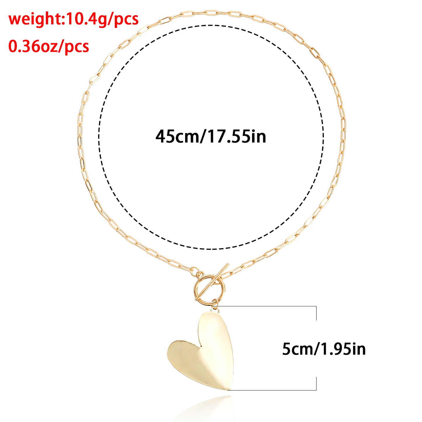 Punk Minimalist Geometric Pendant Necklace with Exaggerated Heart Charm for Women Alloy Plated Clavicle Chain
