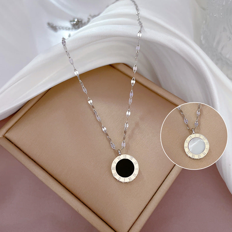 Cartoon Style Geometric Pendant Necklace in Titanium Steel with Gold Plating for Women