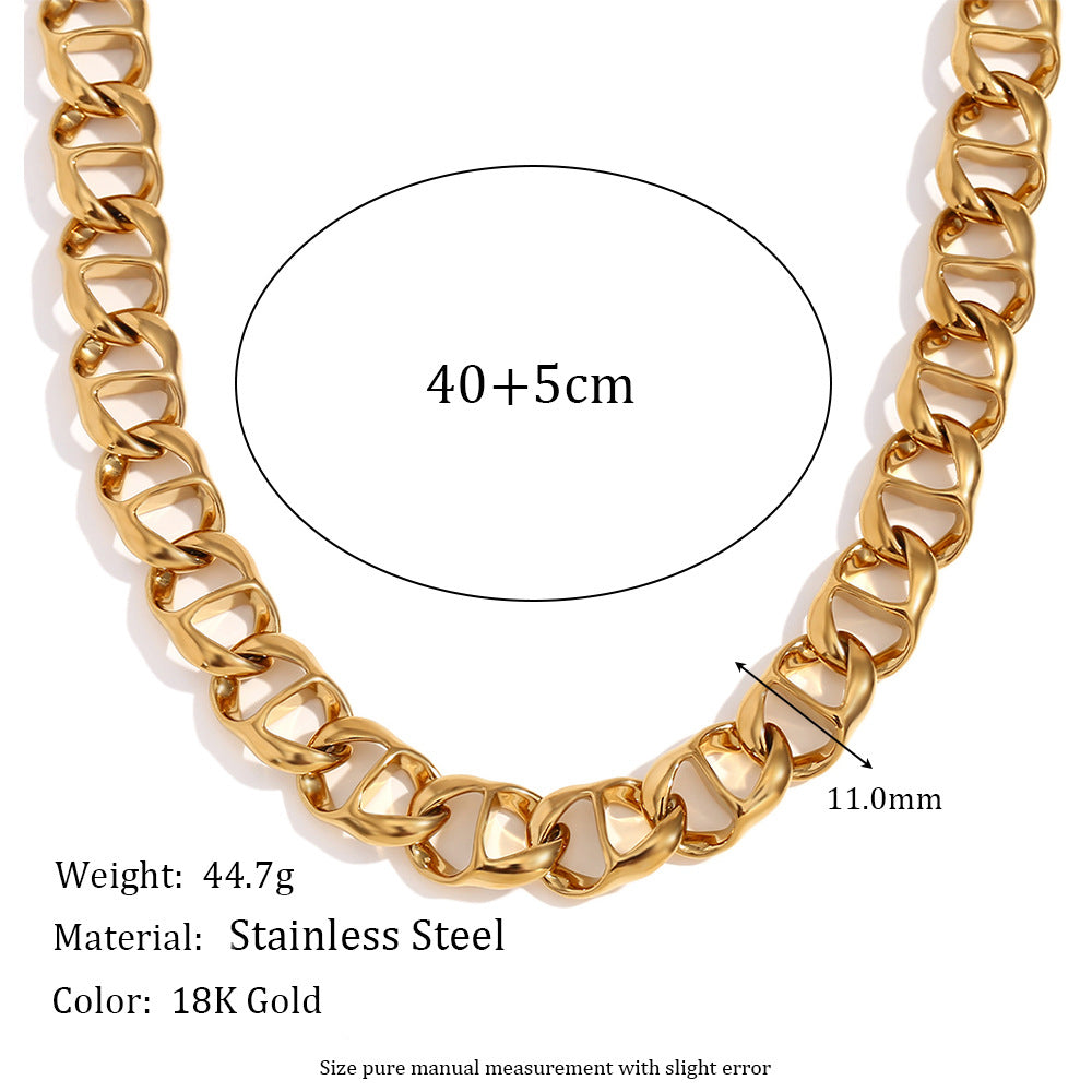 Minimalist Elegant Geometric Stainless Steel Gold Plated Necklace with Titanium Steel Pendant for Women