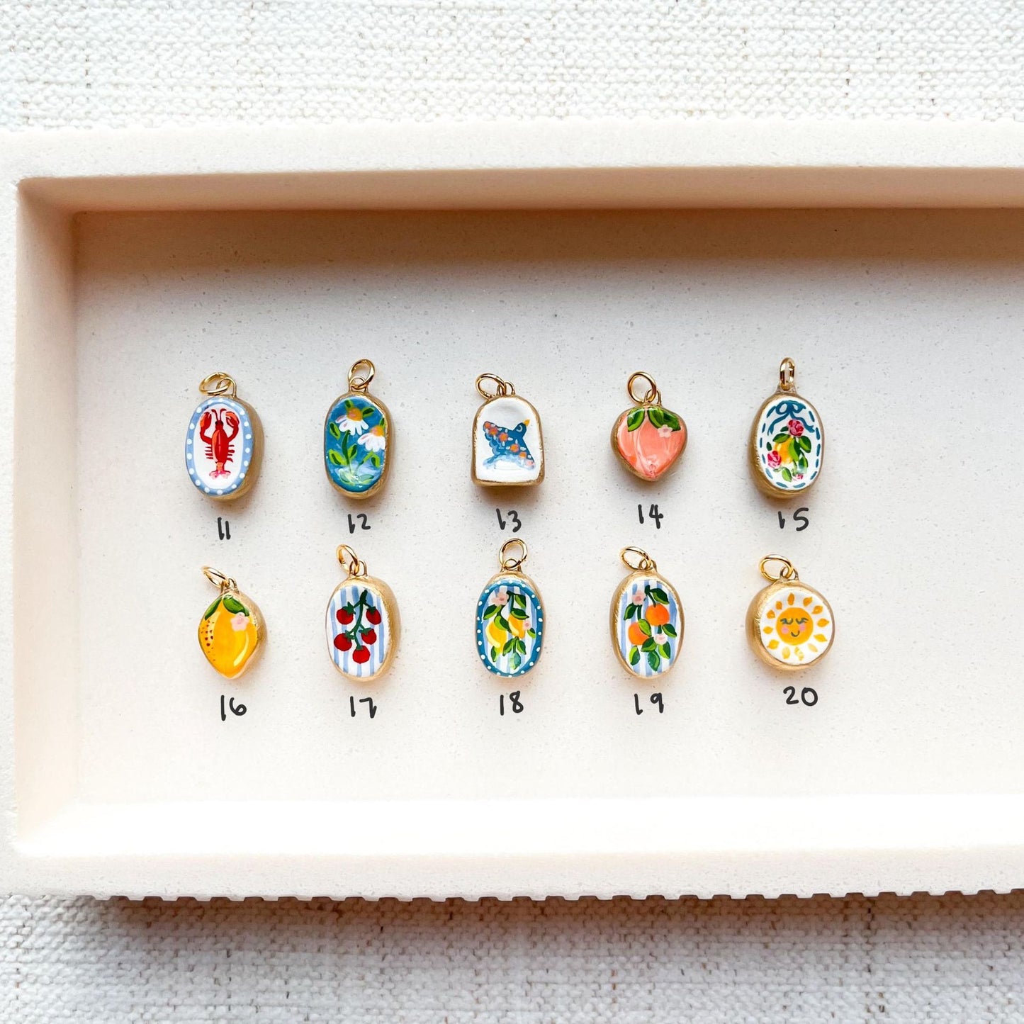 Vintage 18K Gold Plated Cartoon Fruit Drip Oil Brass Charm Bar for Women